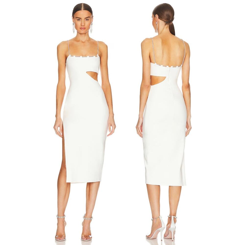 Lovers and Friends Charlotte Midi Dress Crystal Embellished Bridal Formal XS